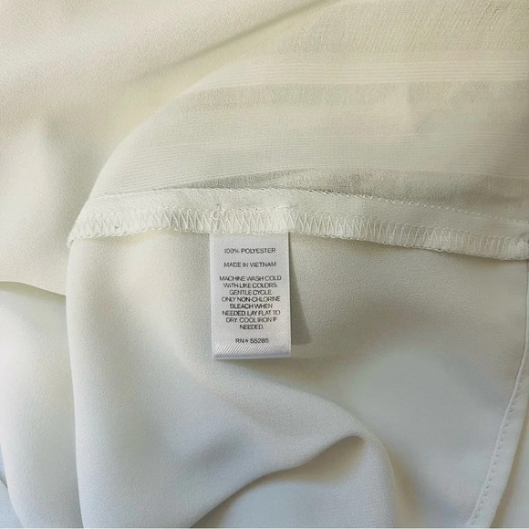 Express White High Neck Sheer Lattice Flutter Sleeve Blouse Large Women’s - Picture 10 of 11